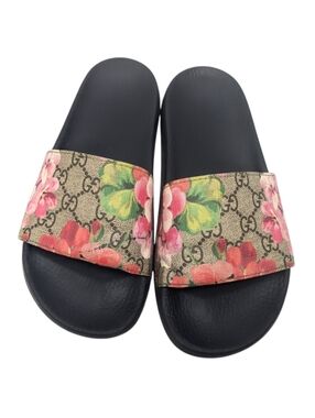 Gucci GG Web Supreme Bloom Floral Slide Sandals Size EU 37